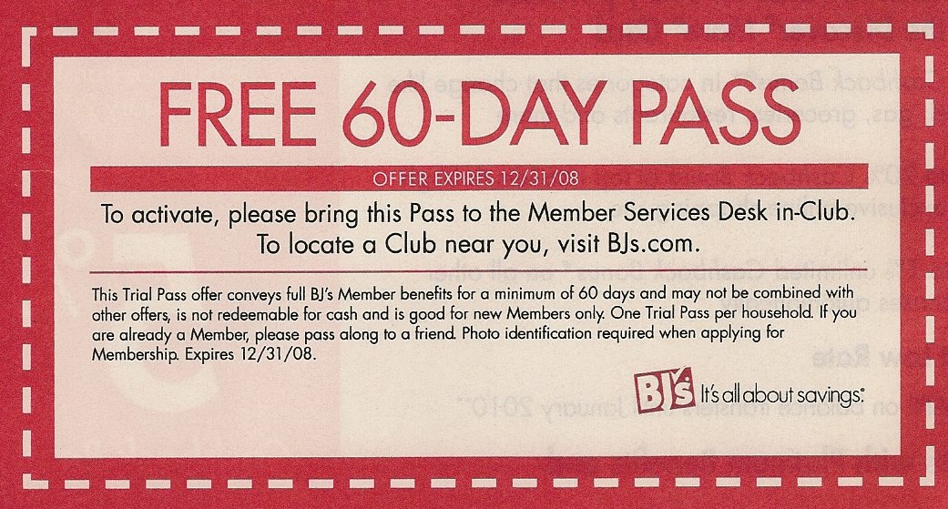 Free 60 Day Pass To BJ's Wholesale Club! Free BJ's 60 Day Pass Linky